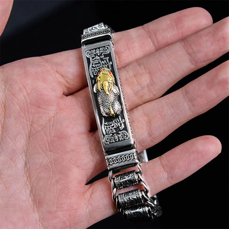 Bracciale in metallo con Buddha Stones in rame tibetano, ruota della preghiera del Sutra del cuore, Pi Xiu - Image 4