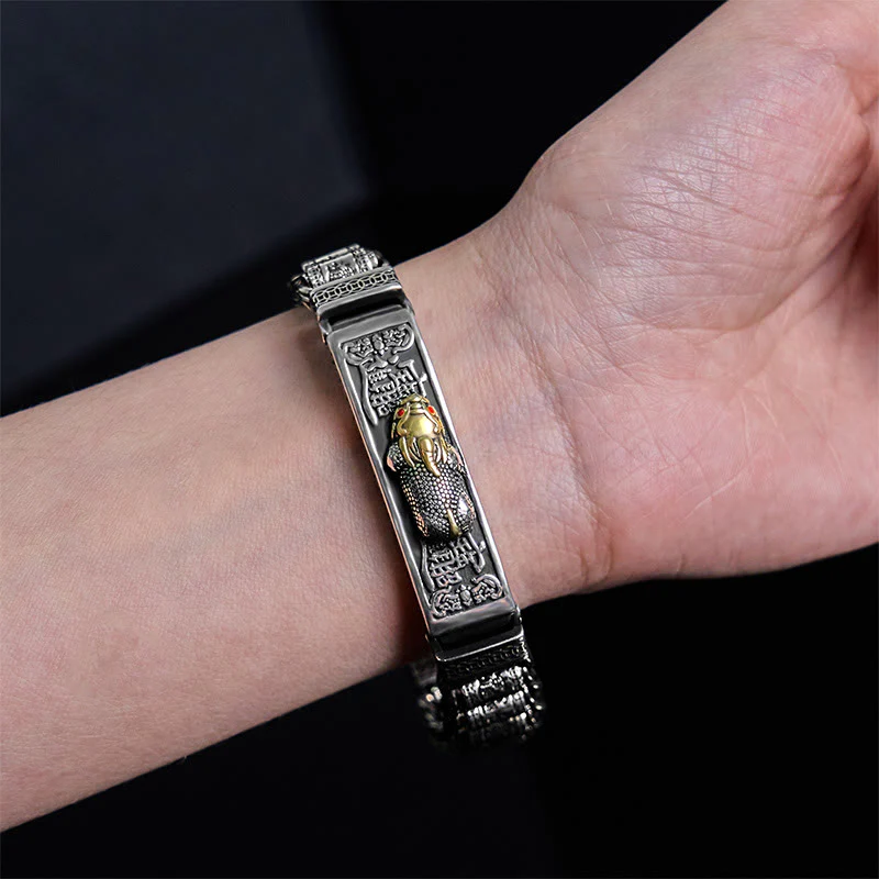 Bracciale in metallo con Buddha Stones in rame tibetano, ruota della preghiera del Sutra del cuore, Pi Xiu - Image 5