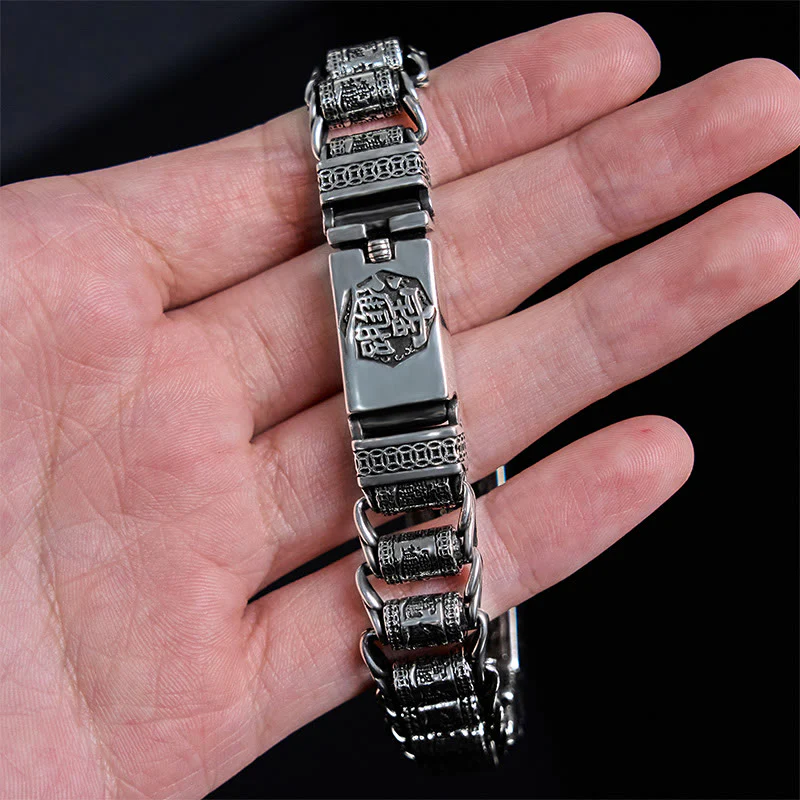 Bracciale in metallo con Buddha Stones in rame tibetano, ruota della preghiera del Sutra del cuore, Pi Xiu - Image 9