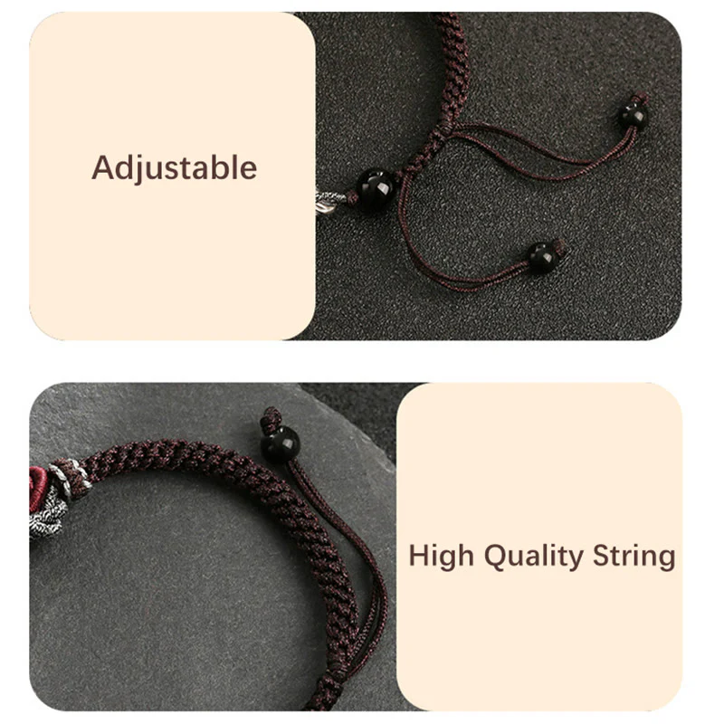 Bracciale intrecciato a mano in argento sterling 925 con drago di buon auspicio Buddha Stones - Image 6