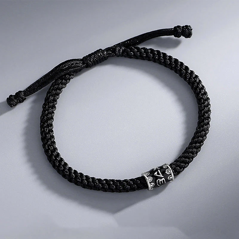 Bracciale intrecciato Buddha Stones in argento sterling 925 Om Mani Padme Hum Peace - Image 3