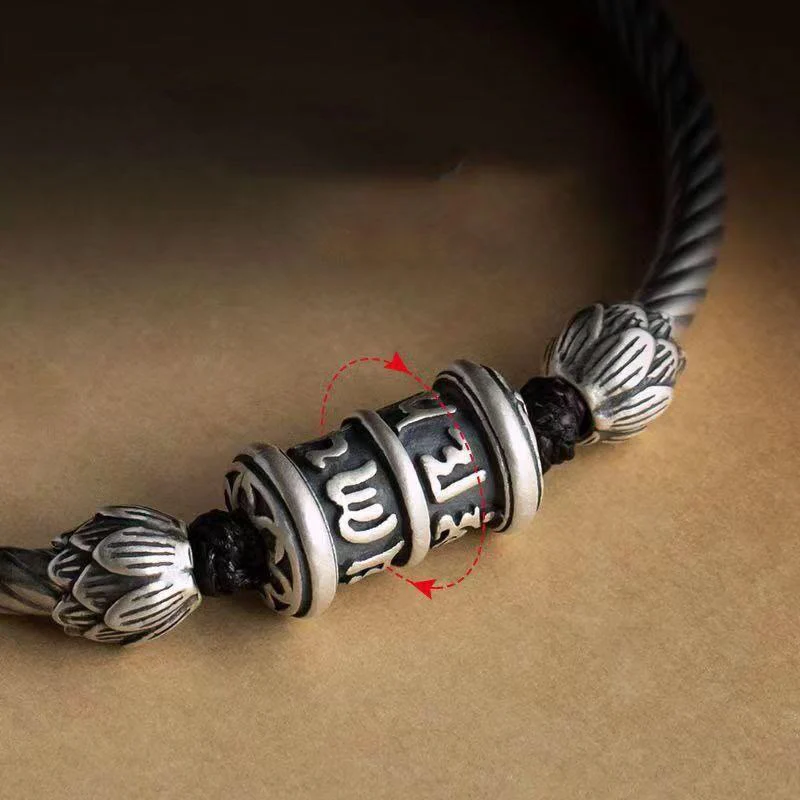 Bracciale intrecciato Buddha Stones Om Mani Padme Hum Lotus Peace - Image 3