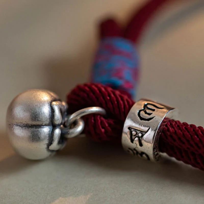 Bracciale intrecciato con Buddha Stones, fatto a mano in argento sterling 925, tibetano, Om Mani Padme Hum, protezione dalla fortuna - Image 8
