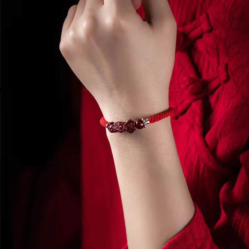 Bracciale intrecciato con Buddha Stones, PiXiu, Cinabro, Ricchezza e Fortuna, fatto a mano - Image 16