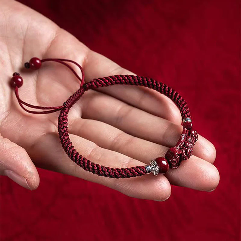 Bracciale intrecciato con Buddha Stones, PiXiu, Cinabro, Ricchezza e Fortuna, fatto a mano - Image 21