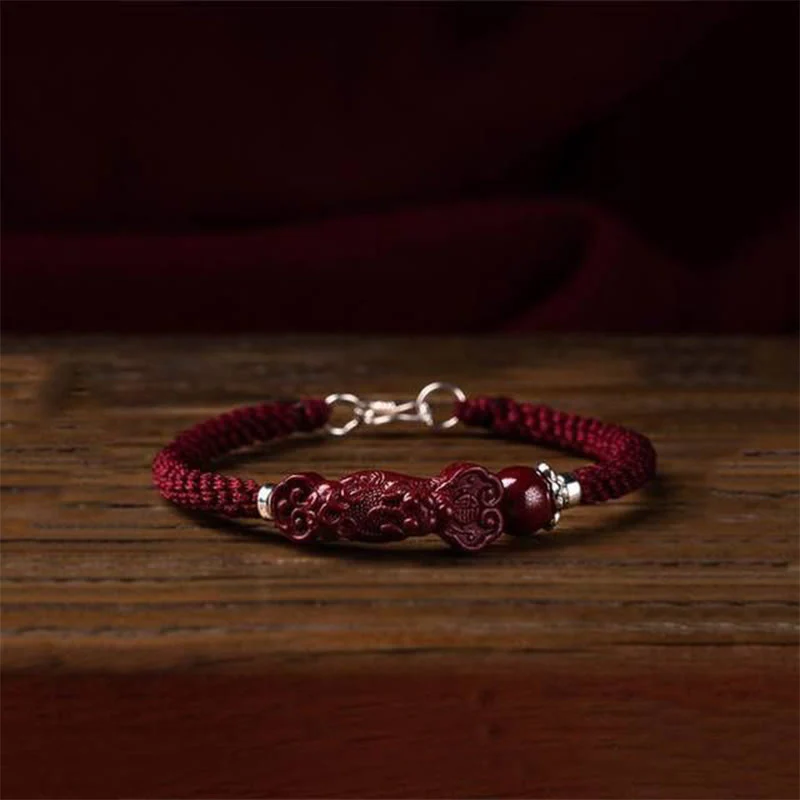 Bracciale intrecciato con Buddha Stones, PiXiu, Cinabro, Ricchezza e Fortuna, fatto a mano - Image 5