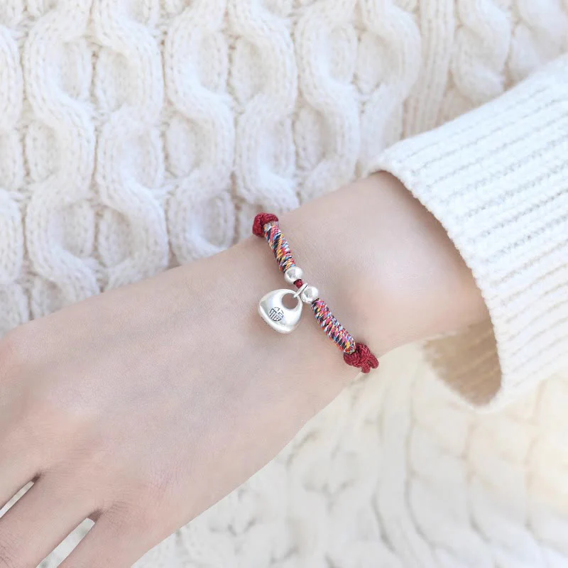 Bracciale intrecciato con carattere Fu in argento sterling 925 fatto a mano con Buddha Stones, sicuro e fortunato - Image 12