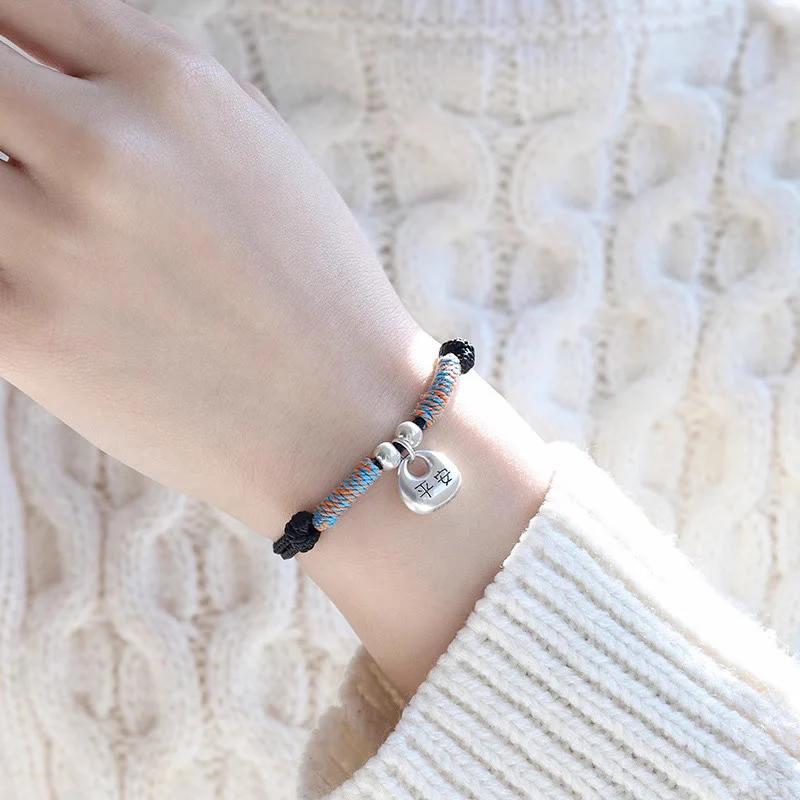 Bracciale intrecciato con carattere Fu in argento sterling 925 fatto a mano con Buddha Stones, sicuro e fortunato - Image 3