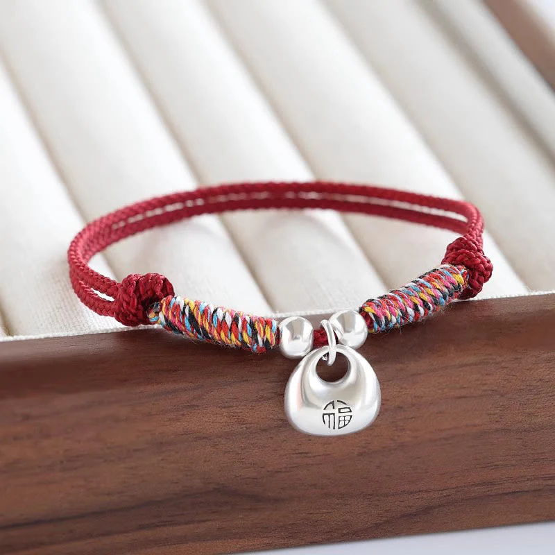 Bracciale intrecciato con carattere Fu in argento sterling 925 fatto a mano con Buddha Stones, sicuro e fortunato - Image 8