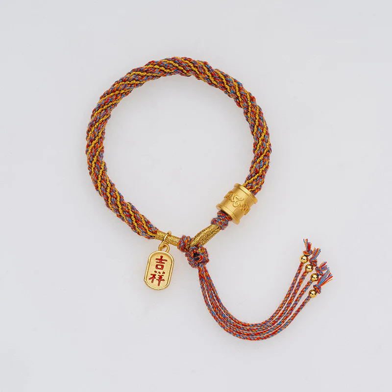 Bracciale intrecciato con ciondolo di buon auspicio tibetano multicolore fatto a mano Om Mani Padme Hum Ruyi Buddha Stones - Image 13