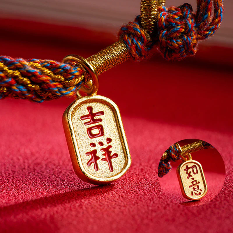 Bracciale intrecciato con ciondolo di buon auspicio tibetano multicolore fatto a mano Om Mani Padme Hum Ruyi Buddha Stones - Image 5