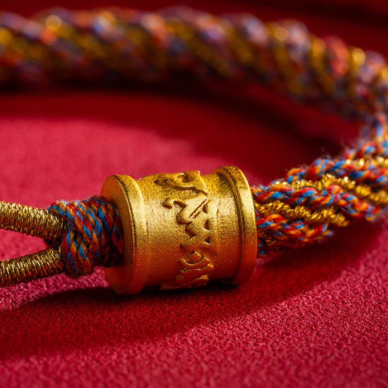 Bracciale intrecciato con ciondolo di buon auspicio tibetano multicolore fatto a mano Om Mani Padme Hum Ruyi Buddha Stones - Image 6