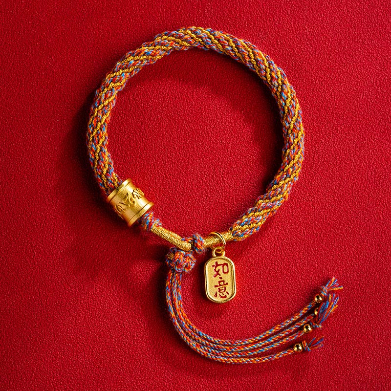 Bracciale intrecciato con ciondolo di buon auspicio tibetano multicolore fatto a mano Om Mani Padme Hum Ruyi Buddha Stones - Image 9