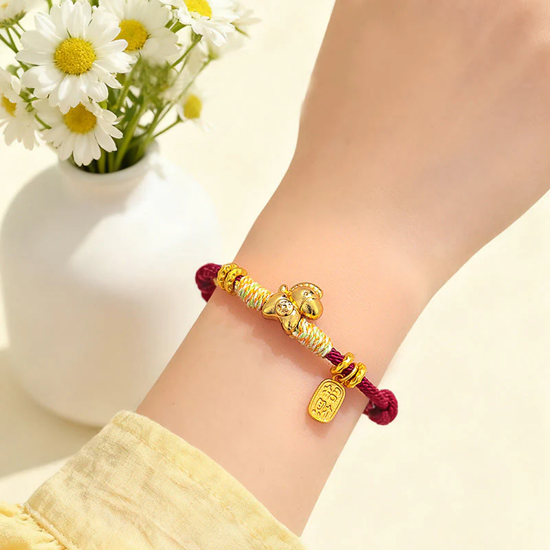 Bracciale intrecciato con ciondolo portafortuna e cordino rosso e nero dell'anno del cavallo Buddha Stones - Image 12