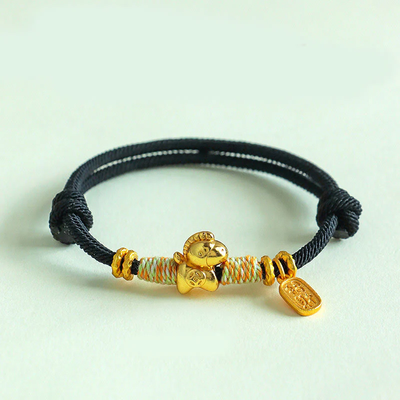 Bracciale intrecciato con ciondolo portafortuna e cordino rosso e nero dell'anno del cavallo Buddha Stones - Image 13