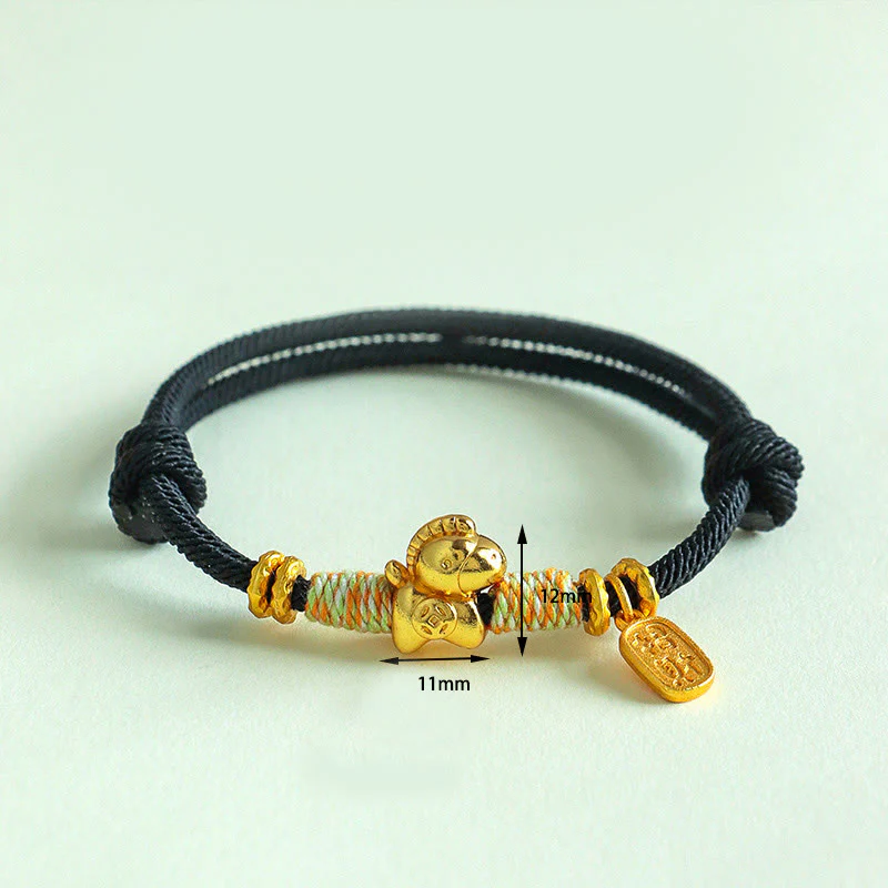 Bracciale intrecciato con ciondolo portafortuna e cordino rosso e nero dell'anno del cavallo Buddha Stones - Image 15