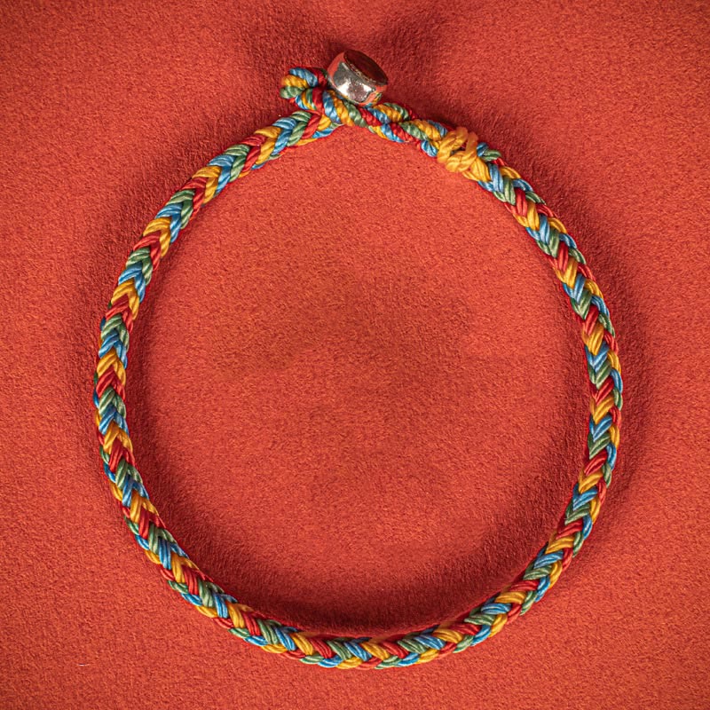 Bracciale intrecciato con corda colorata e nodo della pace a otto fili in argento sterling 925 Buddha Stones - Image 8
