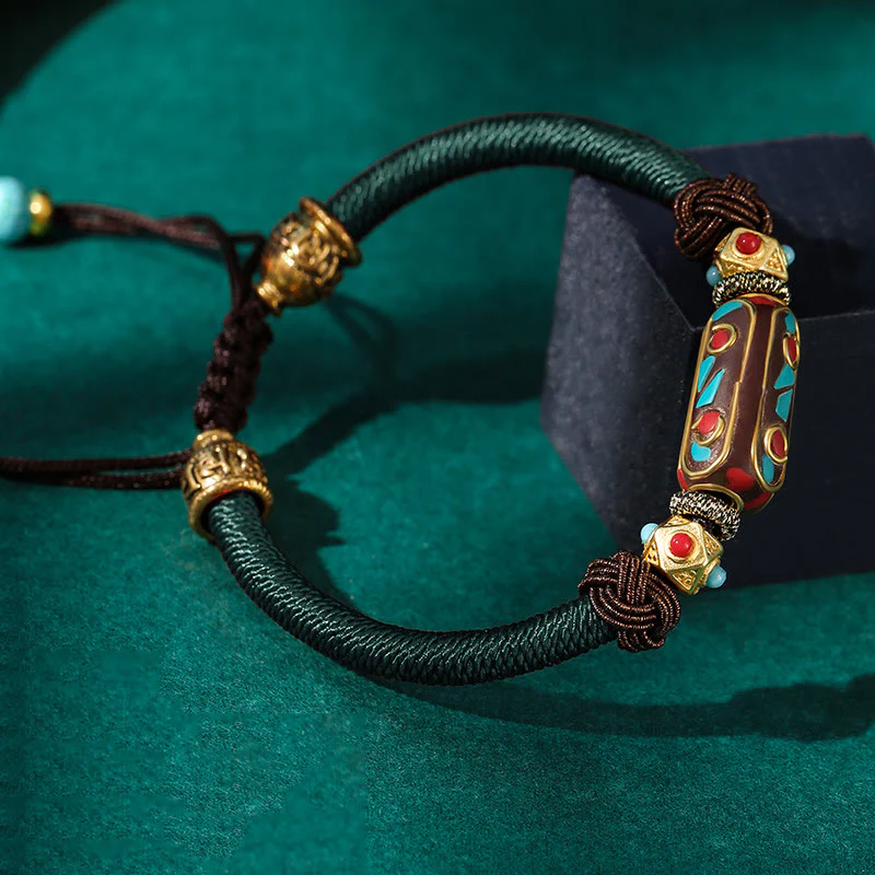 Bracciale intrecciato con forza Om Mani Padme Hum in turchese tibetano fatto a mano Buddha Stones - Image 10