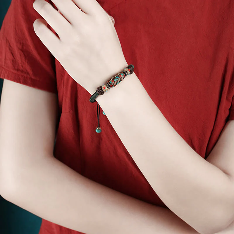 Bracciale intrecciato con forza Om Mani Padme Hum in turchese tibetano fatto a mano Buddha Stones - Image 12