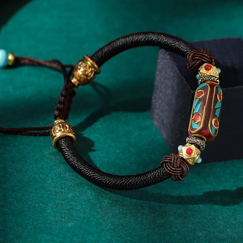 Bracciale intrecciato con forza Om Mani Padme Hum in turchese tibetano fatto a mano Buddha Stones - Image 13