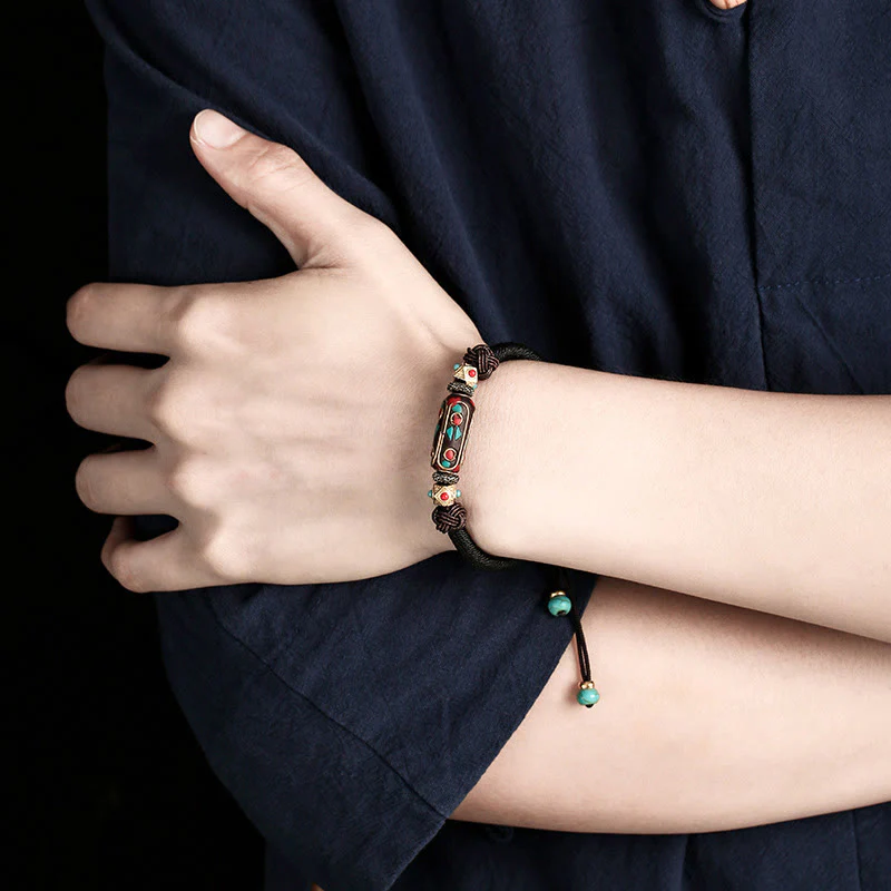 Bracciale intrecciato con forza Om Mani Padme Hum in turchese tibetano fatto a mano Buddha Stones - Image 14