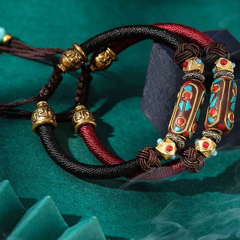 Bracciale intrecciato con forza Om Mani Padme Hum in turchese tibetano fatto a mano Buddha Stones - Image 15