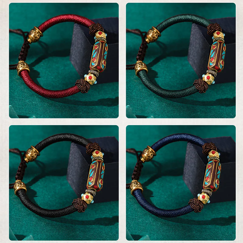 Bracciale intrecciato con forza Om Mani Padme Hum in turchese tibetano fatto a mano Buddha Stones - Image 18