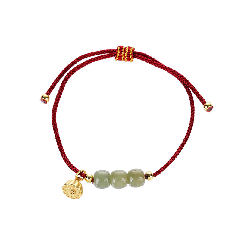 Bracciale intrecciato con perline di Buddha Stones Hetian fatte a mano con baccello di loto, prosperità e fortuna - Image 5