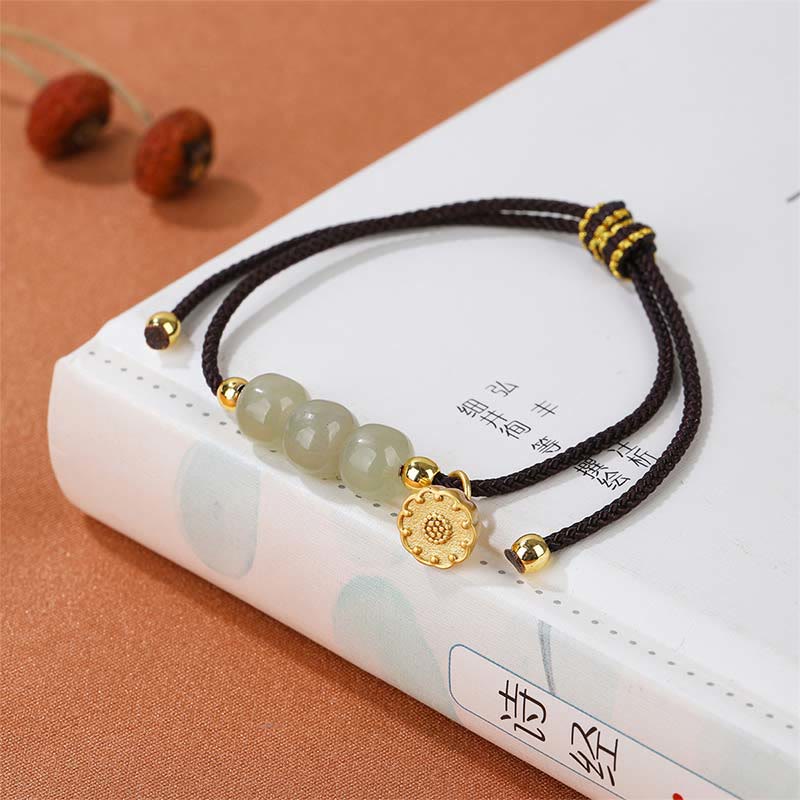 Bracciale intrecciato con perline di Buddha Stones Hetian fatte a mano con baccello di loto, prosperità e fortuna - Image 6