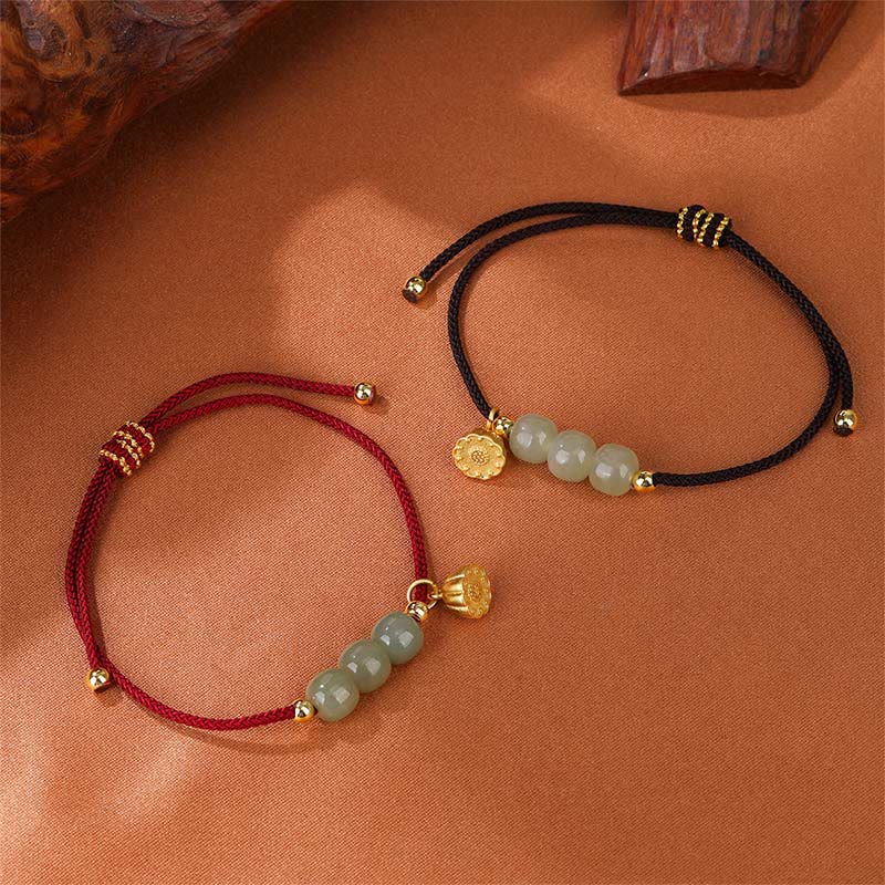 Bracciale intrecciato con perline di Buddha Stones Hetian fatte a mano con baccello di loto, prosperità e fortuna - Image 7