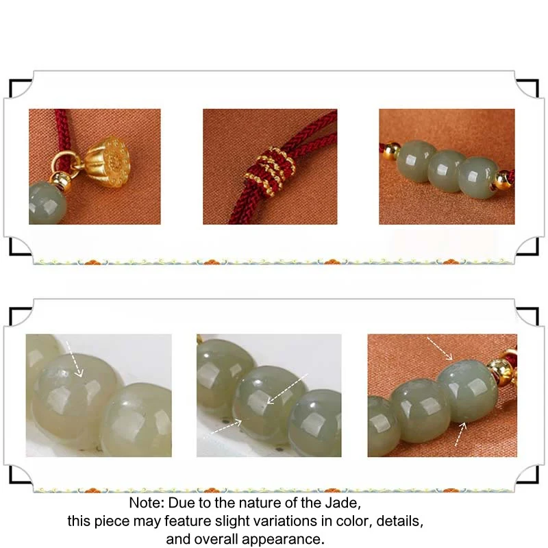 Bracciale intrecciato con perline di Buddha Stones Hetian fatte a mano con baccello di loto, prosperità e fortuna - Image 9