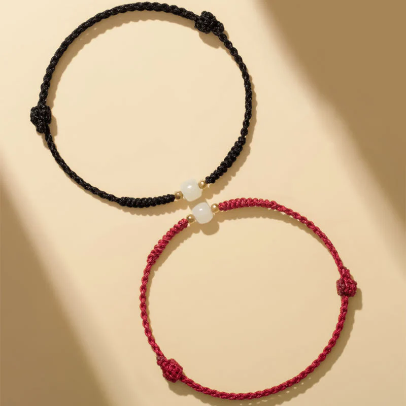 Bracciale intrecciato con perline di giada portafortuna fatte a mano Buddha Stones - Image 10