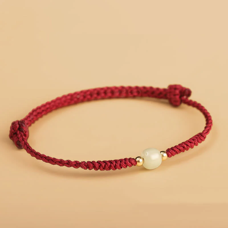 Bracciale intrecciato con perline di giada portafortuna fatte a mano Buddha Stones - Image 3