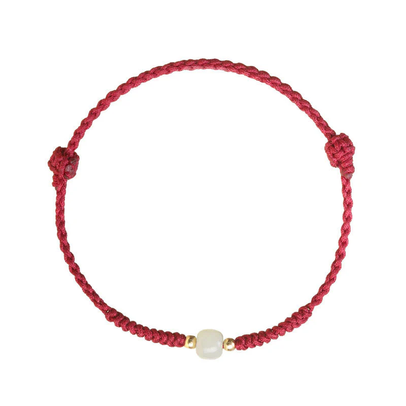Bracciale intrecciato con perline di giada portafortuna fatte a mano Buddha Stones - Image 4