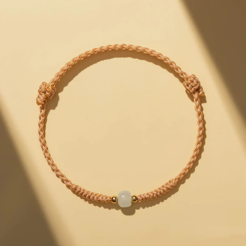 Bracciale intrecciato con perline di giada portafortuna fatte a mano Buddha Stones - Image 7