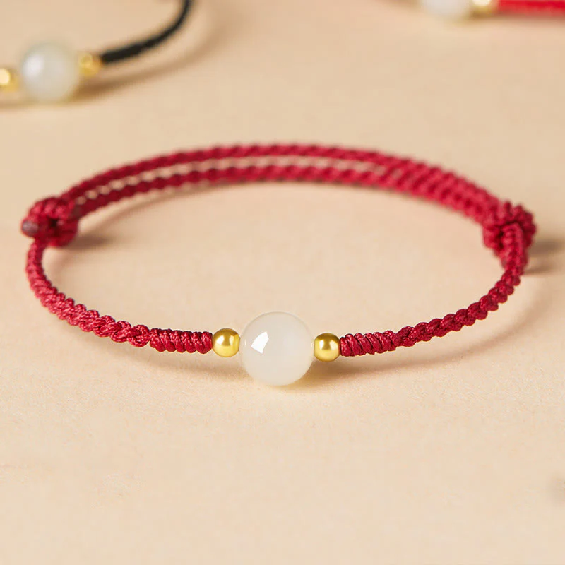 Bracciale intrecciato con perline di giada rotonde fatte a mano con Buddha Stones e portafortuna - Image 16