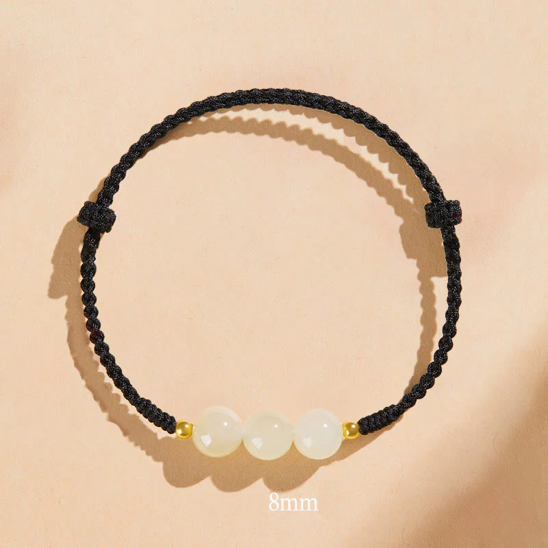 Bracciale intrecciato con perline di giada rotonde fatte a mano con Buddha Stones e portafortuna - Image 28