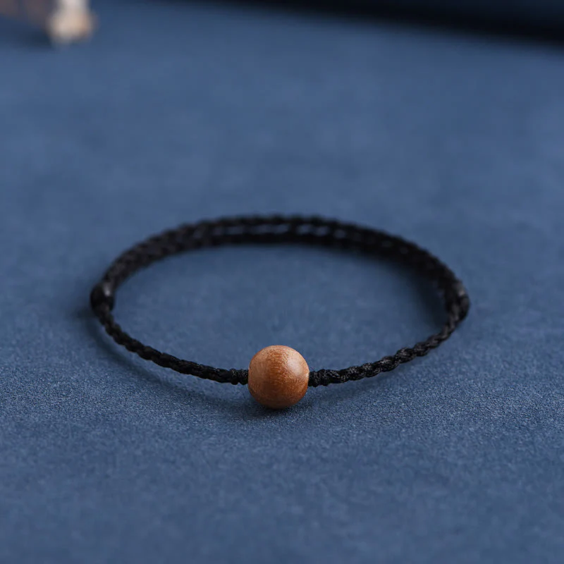 Bracciale intrecciato con perline di legno di pesca naturale Buddha Stones che allontanano gli spiriti maligni - Image 29