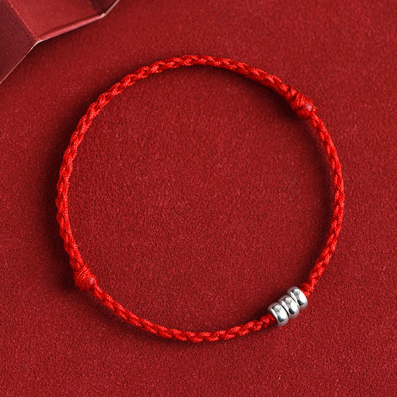 Buddha Stones 925 Sterling Silver Beads Protezione Fortuna Braccialetto Intrecciato Cavigliera - Image 11