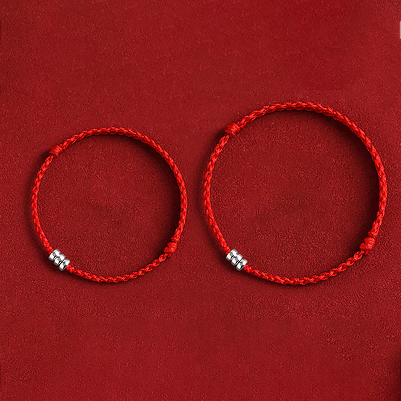 Buddha Stones 925 Sterling Silver Beads Protezione Fortuna Braccialetto Intrecciato Cavigliera - Image 12