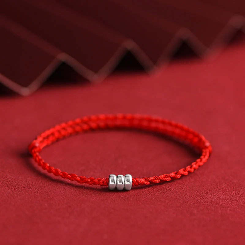 Buddha Stones 925 Sterling Silver Beads Protezione Fortuna Braccialetto Intrecciato Cavigliera - Image 13