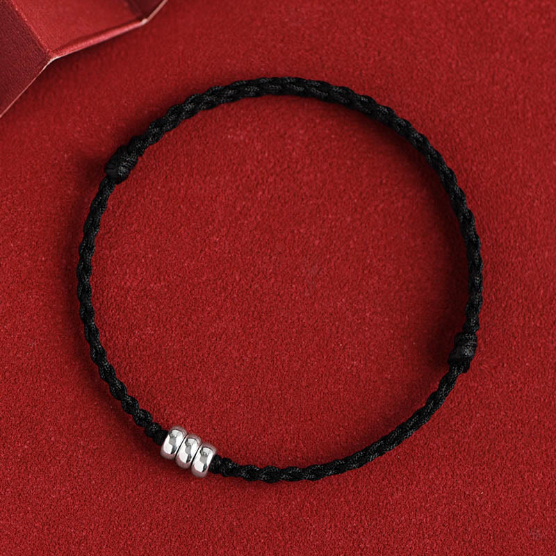 Buddha Stones 925 Sterling Silver Beads Protezione Fortuna Braccialetto Intrecciato Cavigliera - Image 16