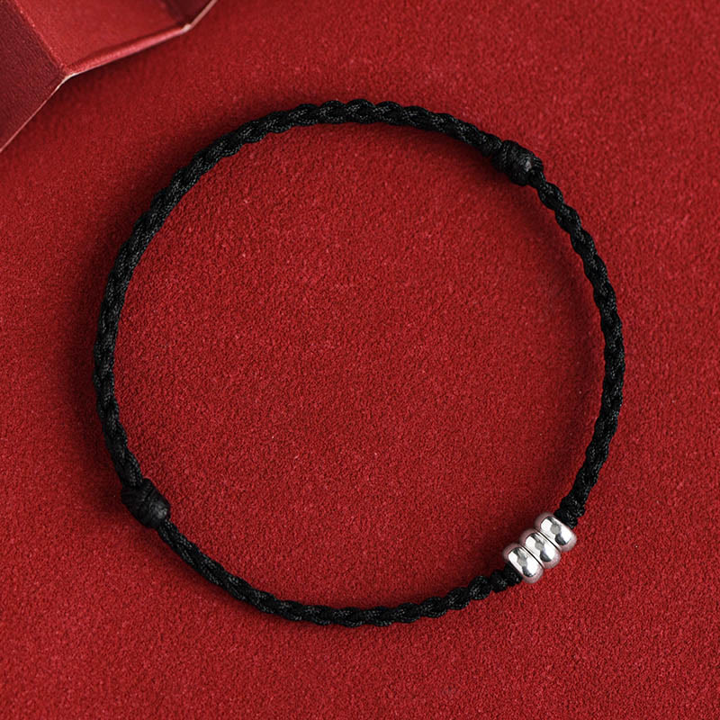 Buddha Stones 925 Sterling Silver Beads Protezione Fortuna Braccialetto Intrecciato Cavigliera - Image 17