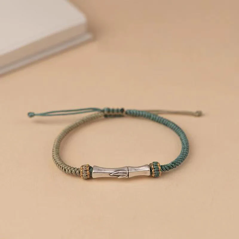 Bracciale intrecciato con protezione in bambù in argento sterling 925 Buddha Stones - Image 2