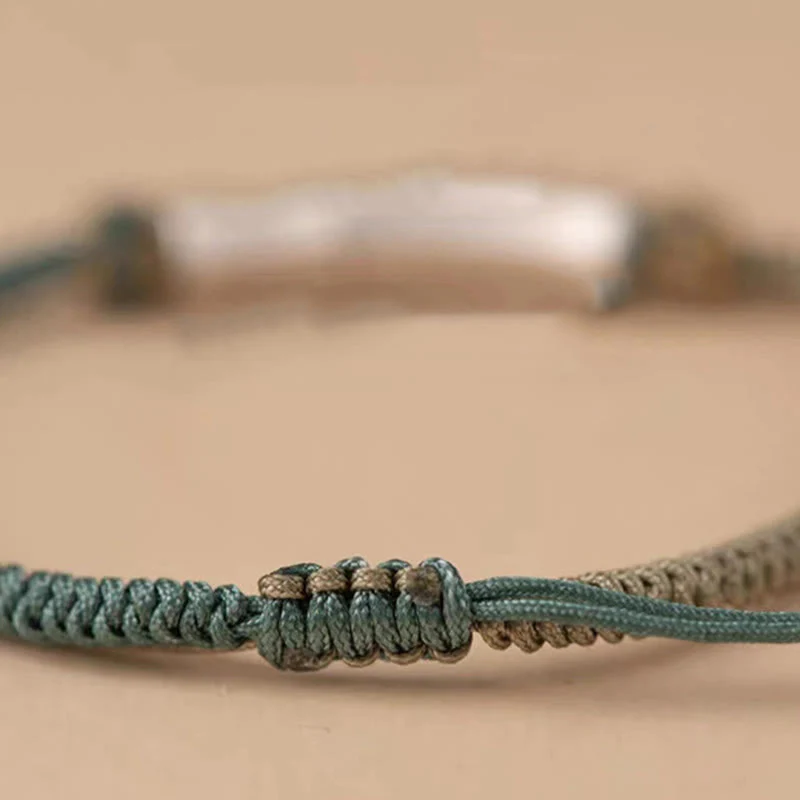 Bracciale intrecciato con protezione in bambù in argento sterling 925 Buddha Stones - Image 3