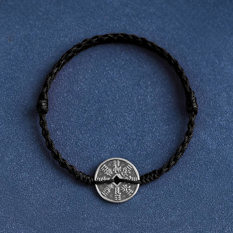 Buddha Stones 925 Sterling Silver Coin Protection Bracciale intrecciato Cavigliera - Image 16