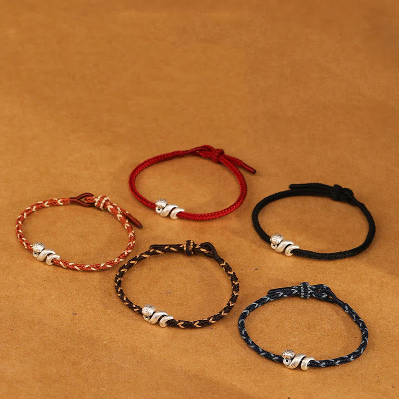 Bracciale intrecciato con protezione per monete in rame fatto a mano con Buddha Stones in argento sterling 999 Anno del serpente - Image 19