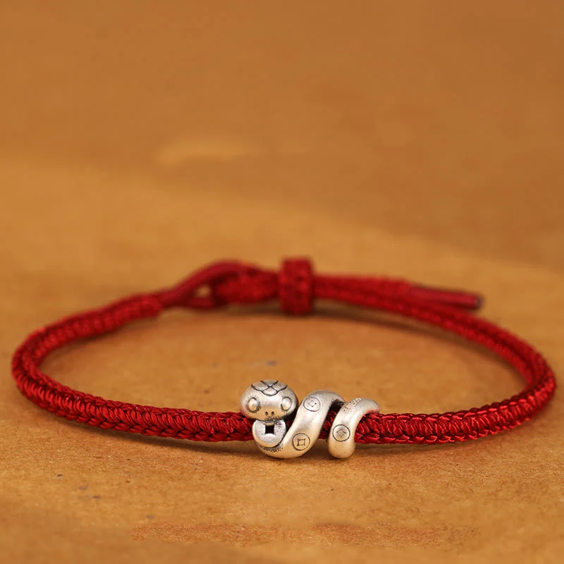 Bracciale intrecciato con protezione per monete in rame fatto a mano con Buddha Stones in argento sterling 999 Anno del serpente - Image 3
