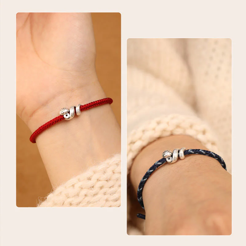 Bracciale intrecciato con protezione per monete in rame fatto a mano con Buddha Stones in argento sterling 999 Anno del serpente - Image 5