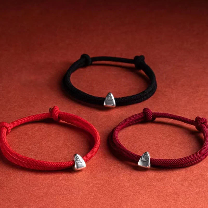 Bracciale intrecciato fatto a mano con carattere Fu in argento sterling 925 Buddha Stones - Image 18